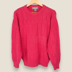 Vintage Christopher Hayes Textured Chunky Knit Sweater Women Small Pink USA Made
